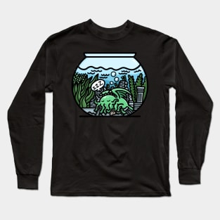 Cthulhu's Fishbowl Dream: A humorous take on the Great Old One Long Sleeve T-Shirt